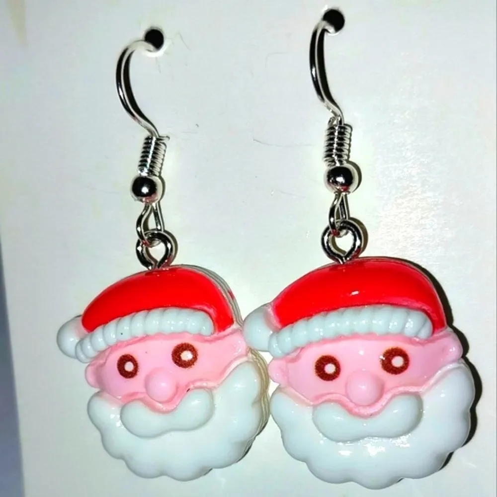 Super cute festive santa holiday earrings